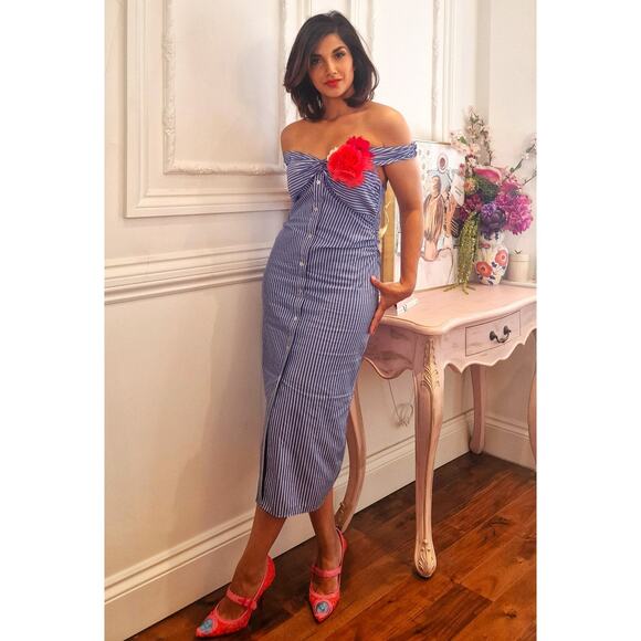 RARE!!! MANGO Off-the-Shoulder Midi Dress NWT - Picture 8 of 16